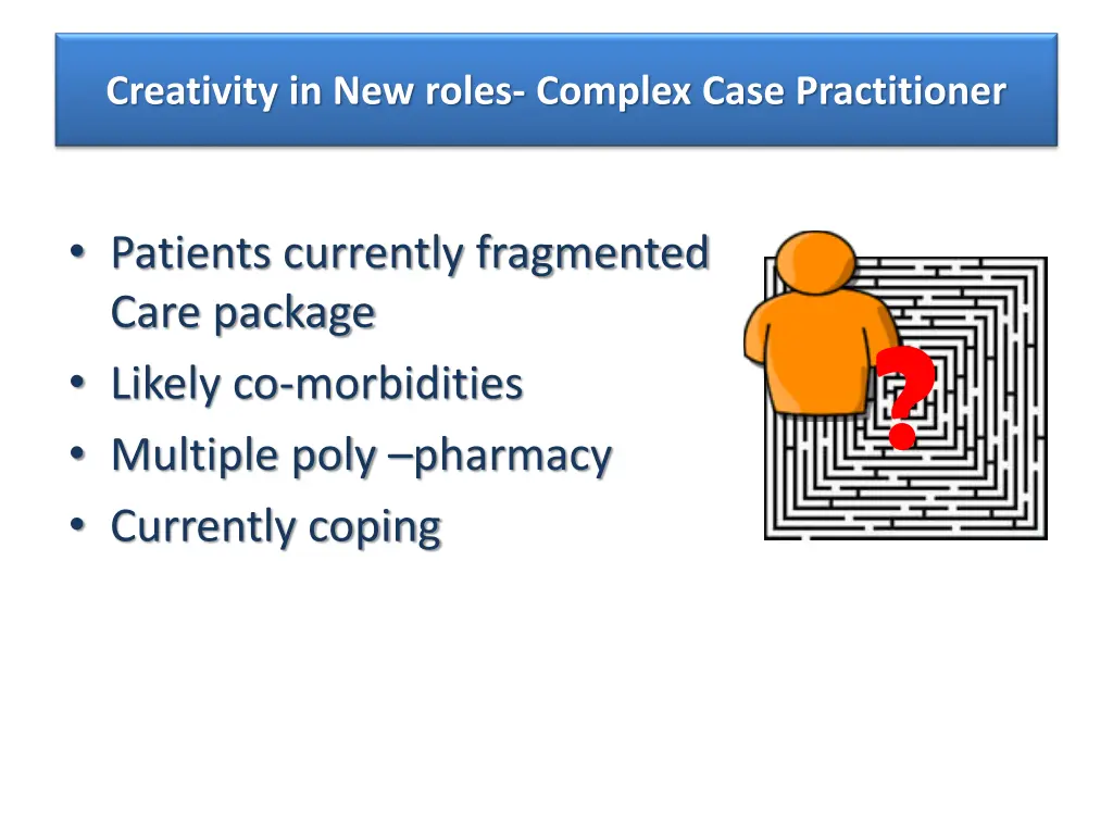 creativity in new roles complex case practitioner