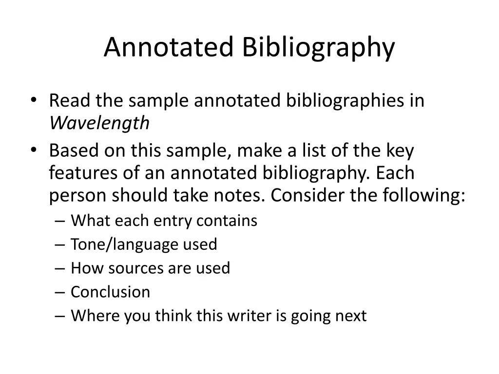 annotated bibliography