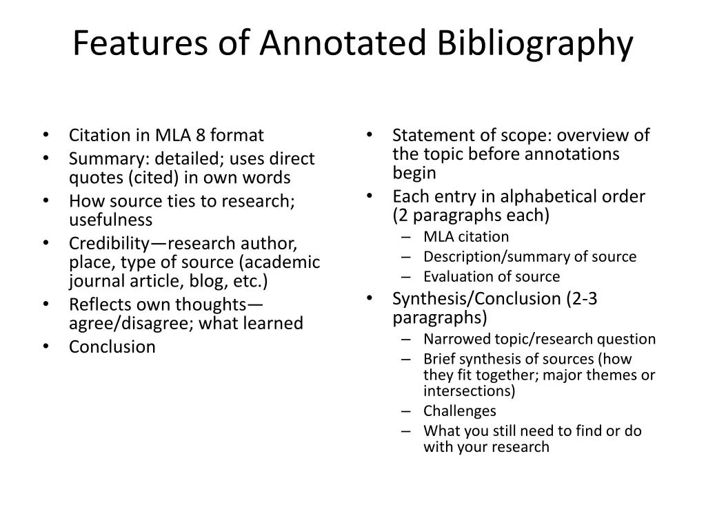 features of annotated bibliography