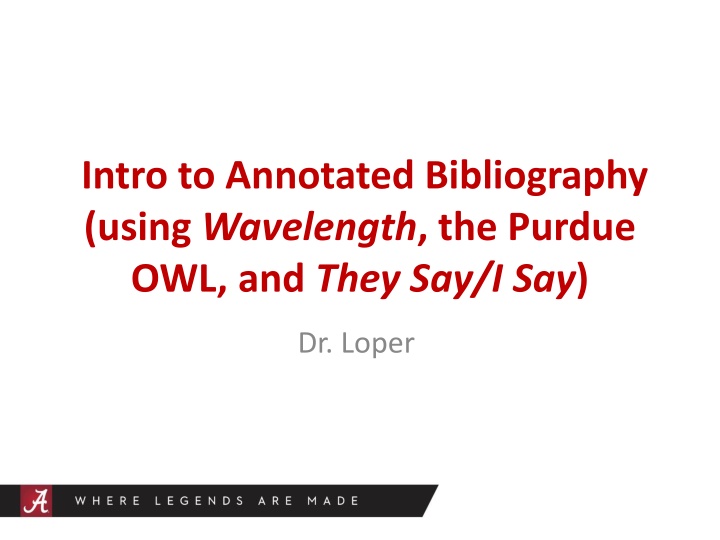 intro to annotated bibliography using wavelength