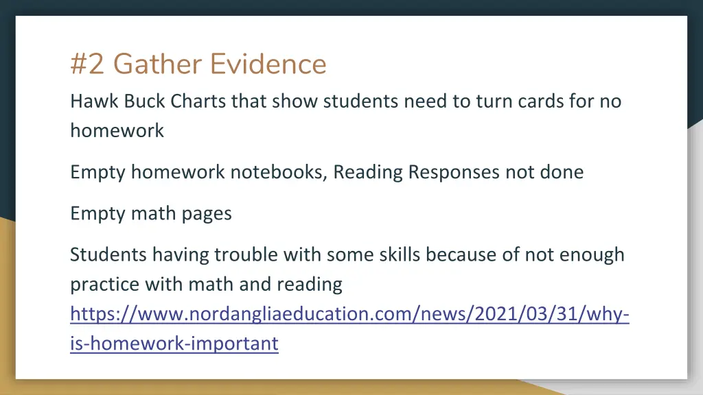 2 gather evidence hawk buck charts that show