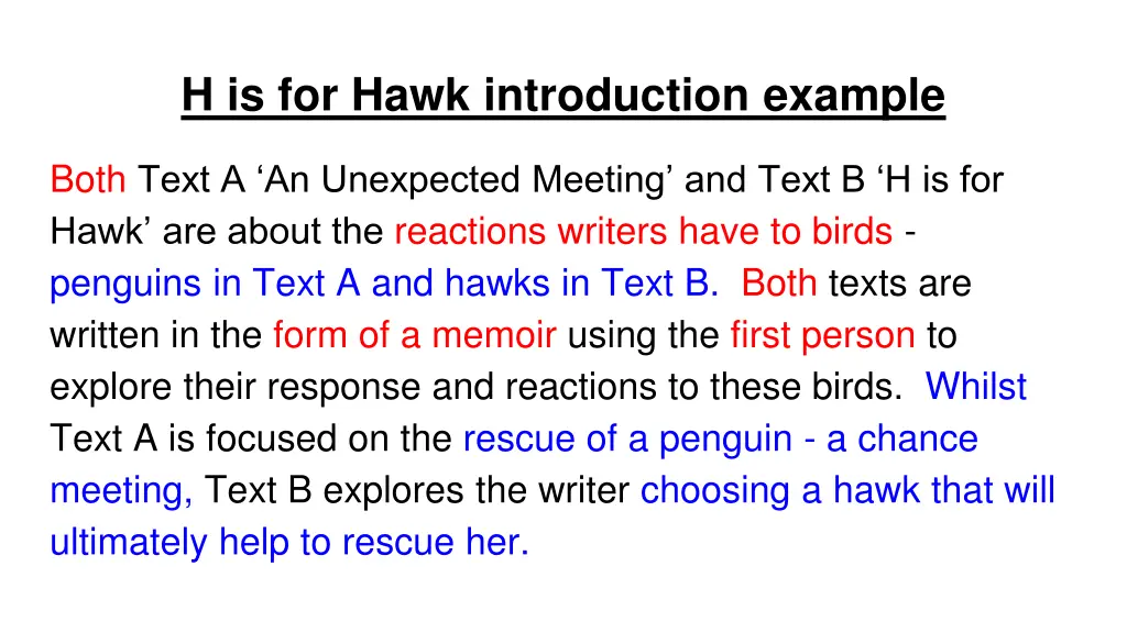h is for hawk introduction example