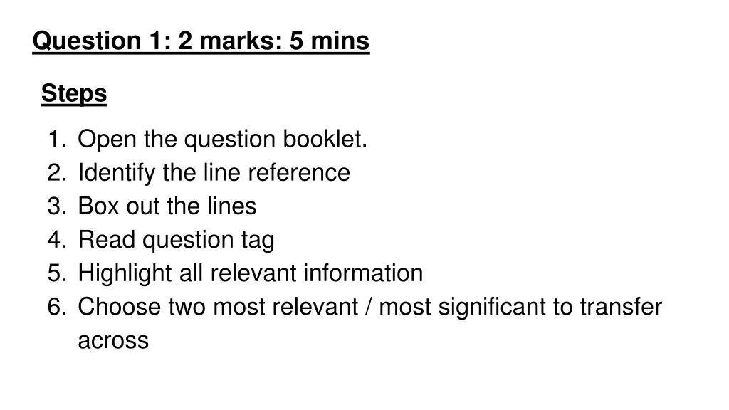 question 1 2 marks 5 mins
