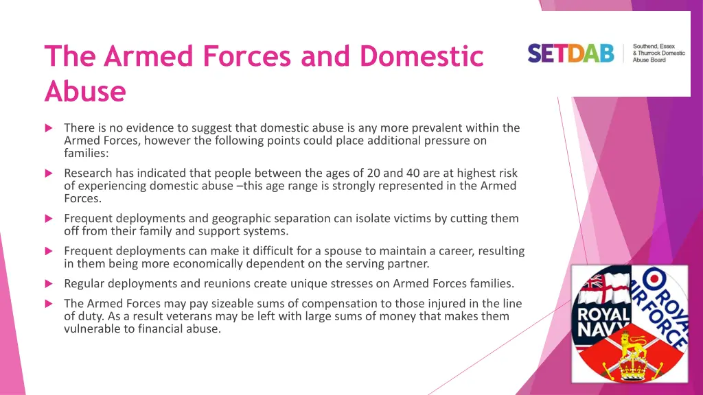 the armed forces and domestic abuse