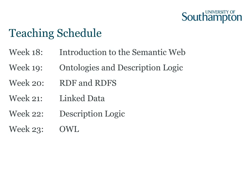 teaching schedule
