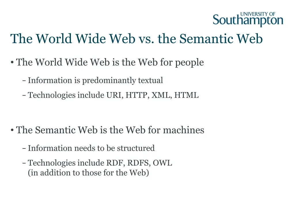 the world wide web vs the semantic web