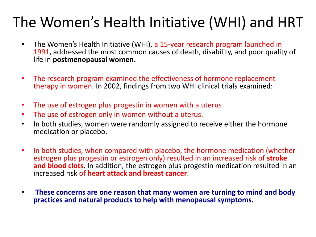 the women s health initiative whi and hrt