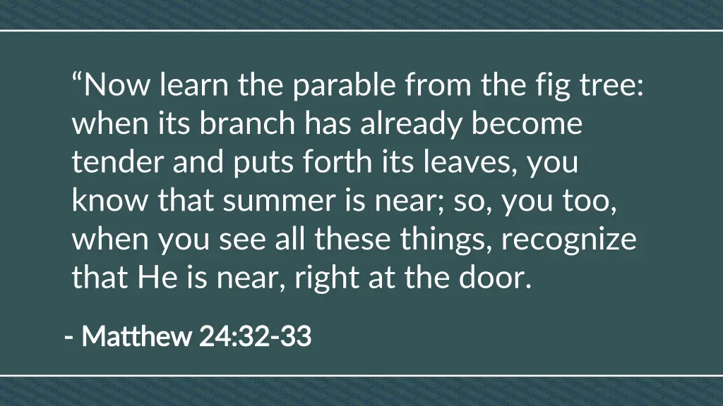 now learn the parable from the fig tree when