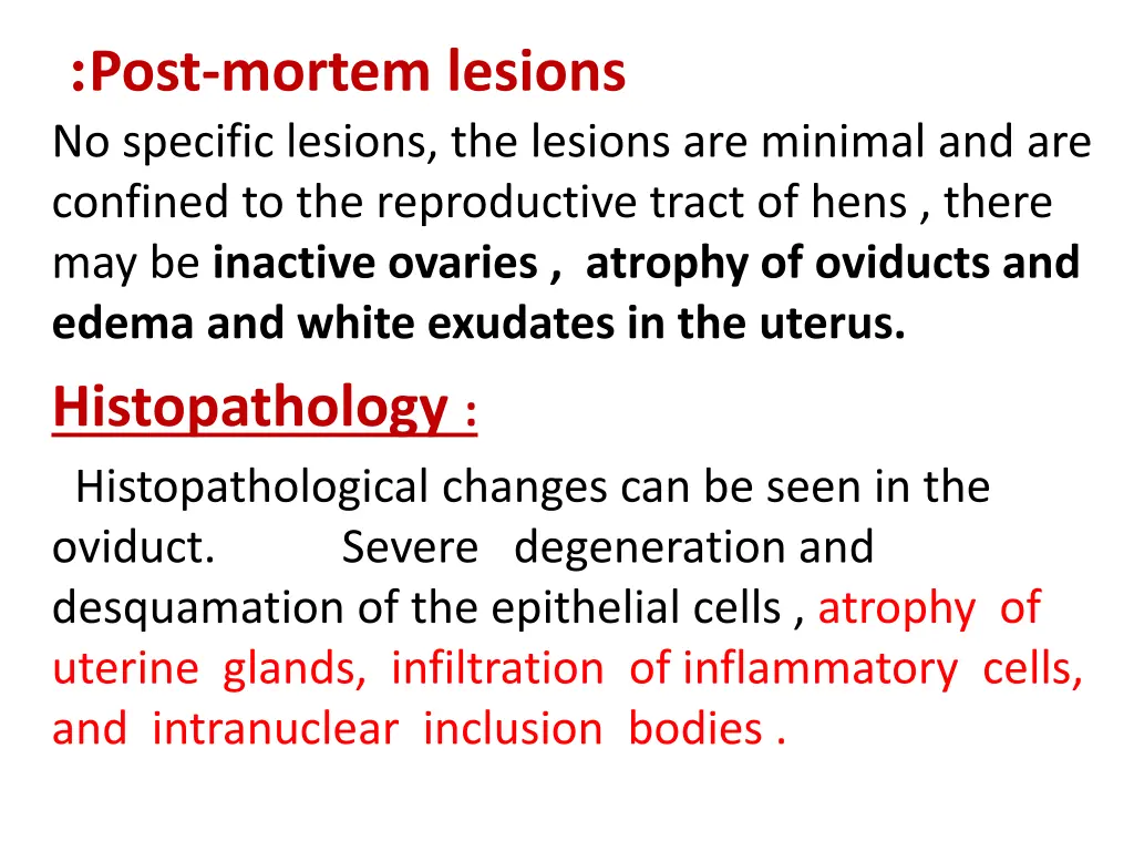 post mortem lesions no specific lesions