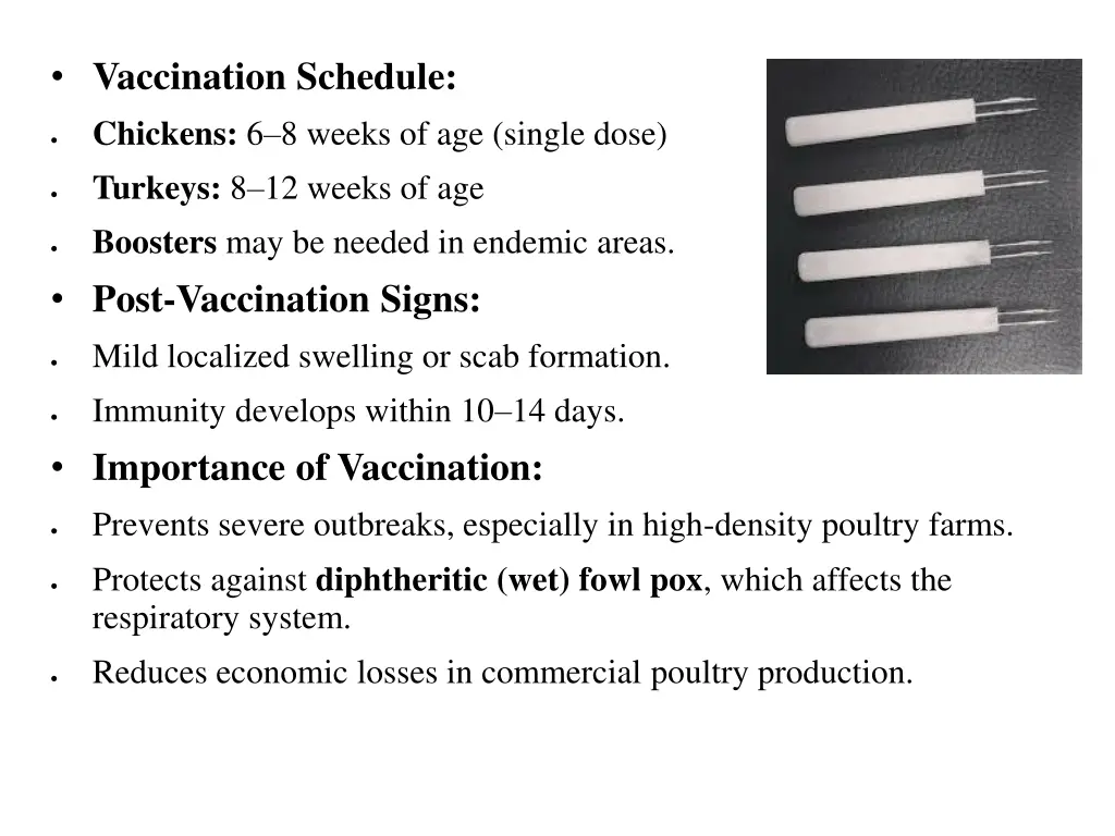 vaccination schedule chickens 6 8 weeks