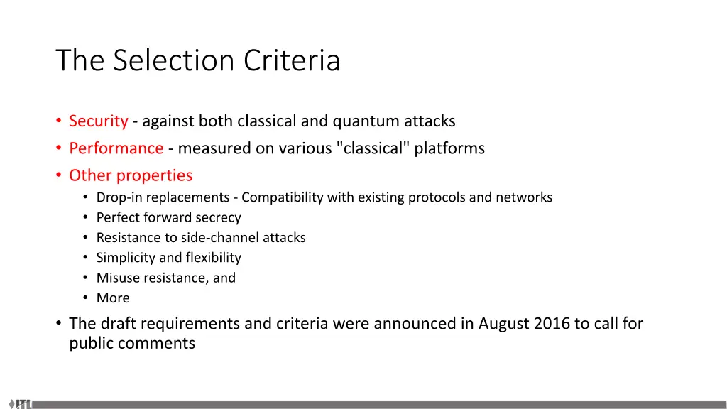 the selection criteria