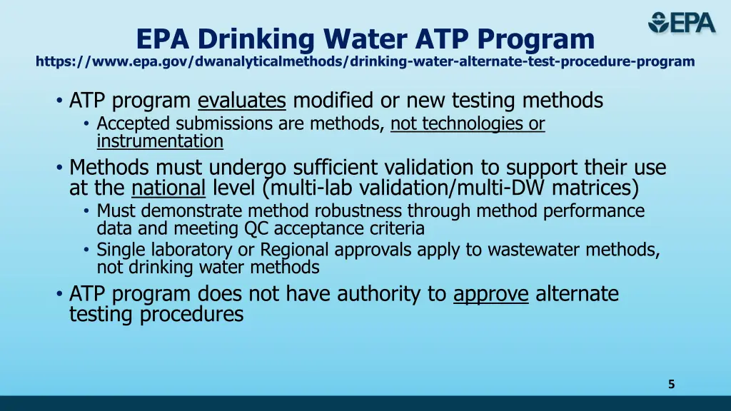 epa drinking water atp program https