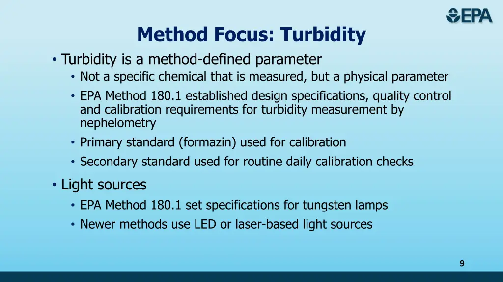 method focus turbidity turbidity is a method