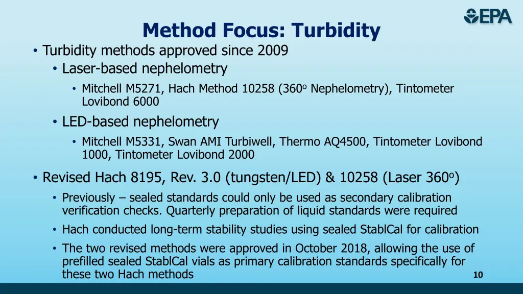 method focus turbidity turbidity methods approved
