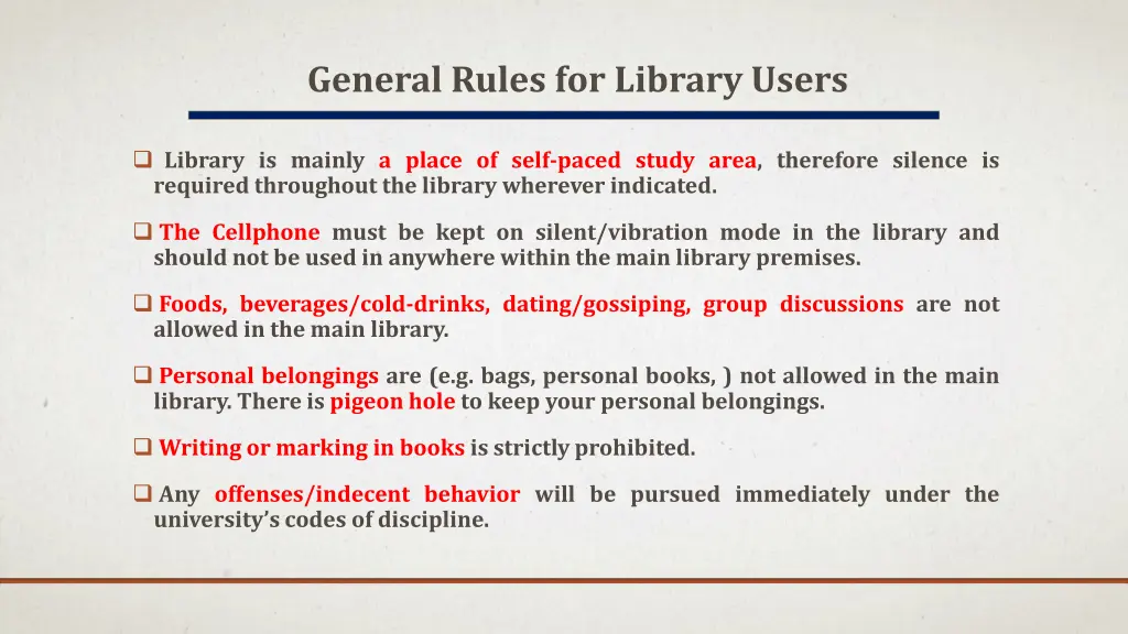 general rules for library users