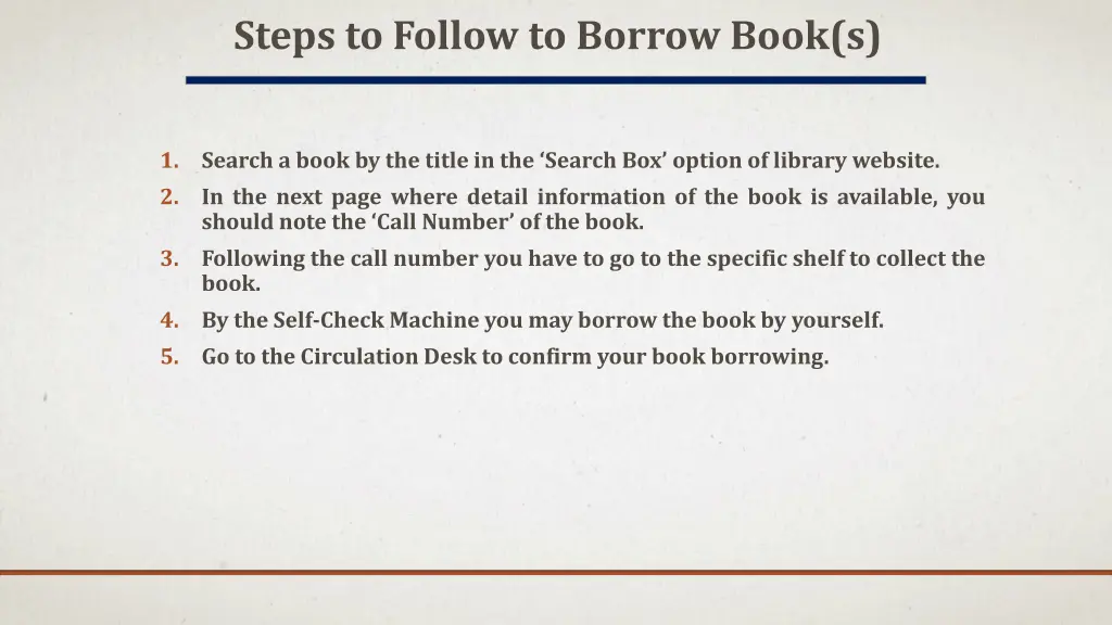 steps to follow to borrow book s