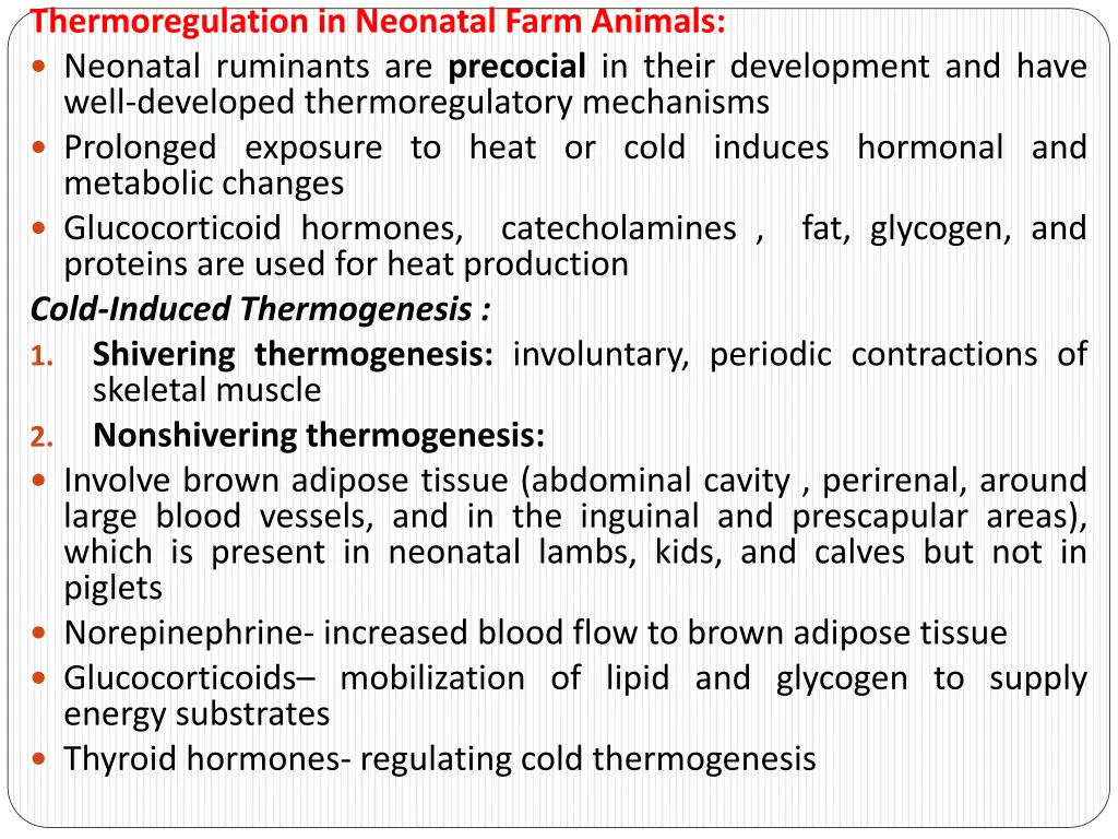 thermoregulation in neonatal farm animals