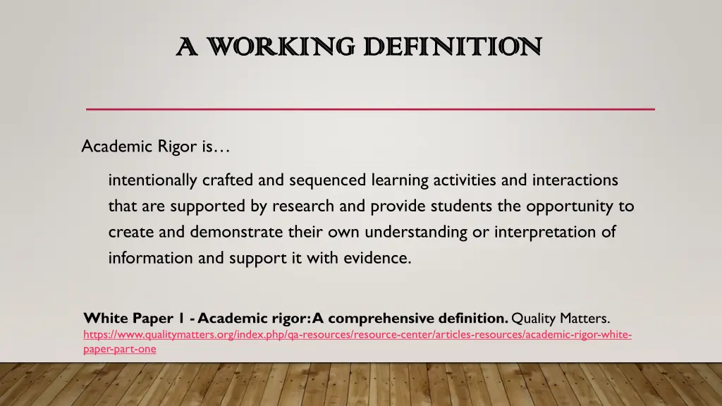a working definition a working definition