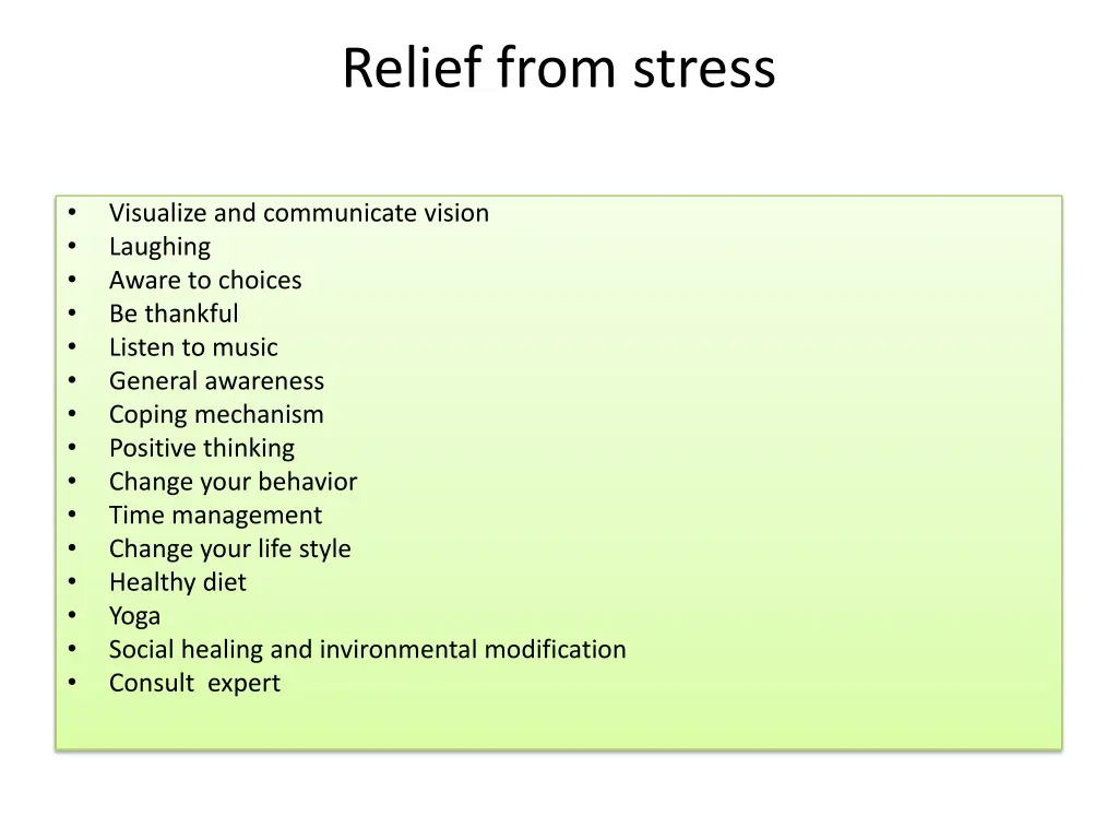 relief from stress