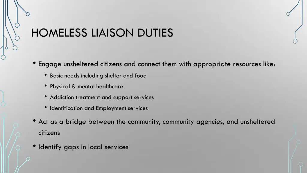homeless liaison duties