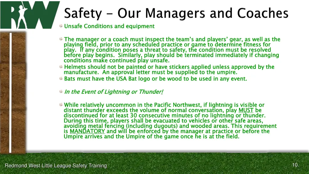 unsafe conditions and equipment