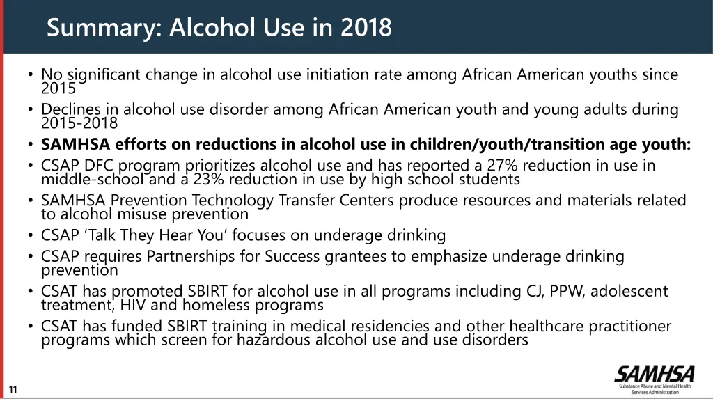 summary alcohol use in 2018