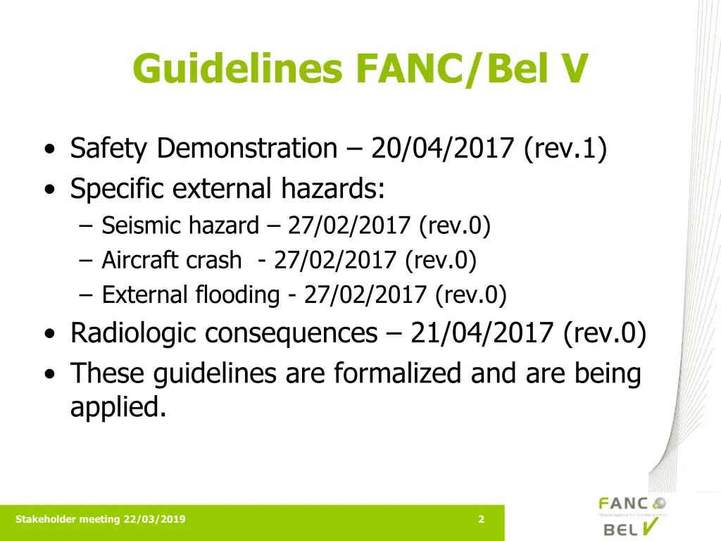 guidelines fanc bel v
