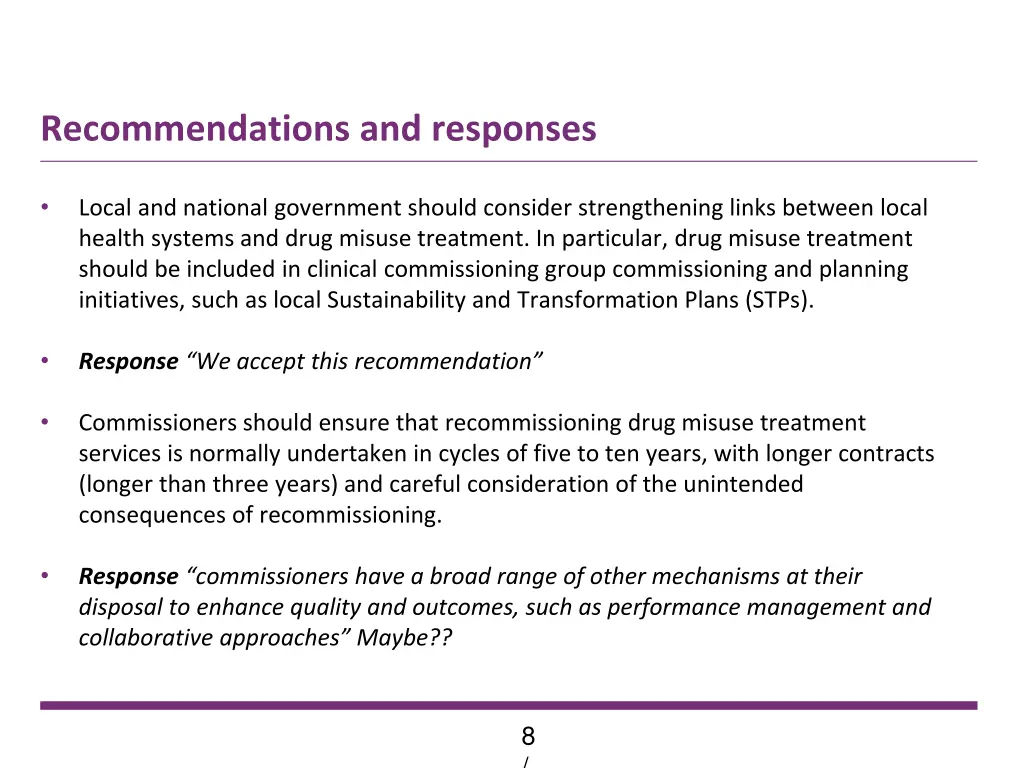 recommendations and responses 2