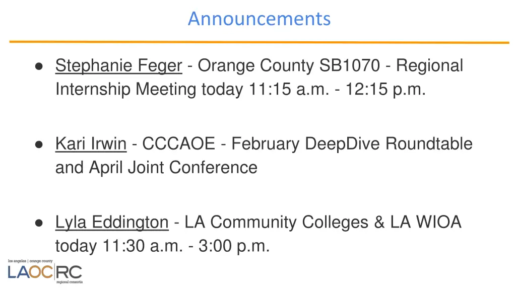 announcements
