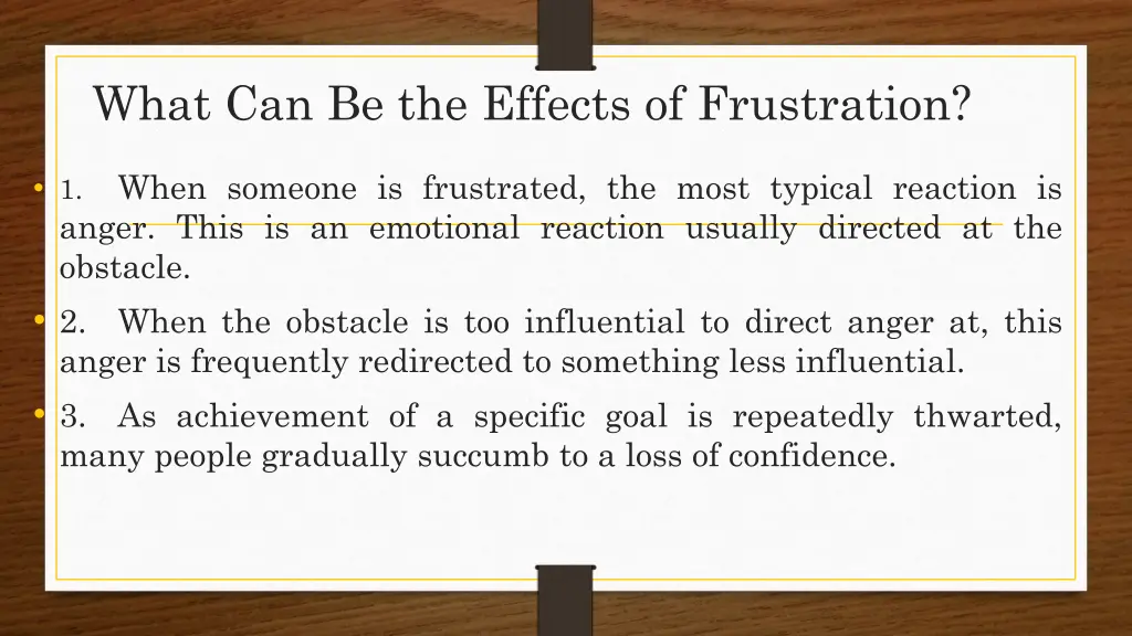 what can be the effects of frustration