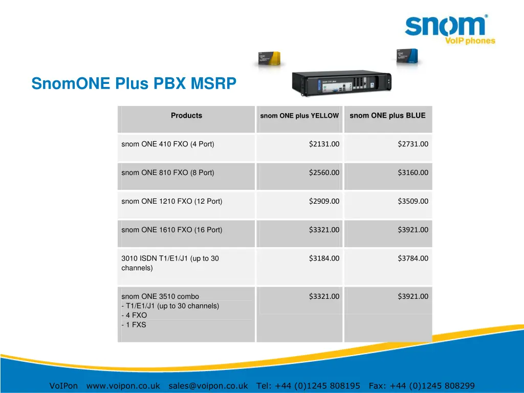 snomone plus pbx msrp