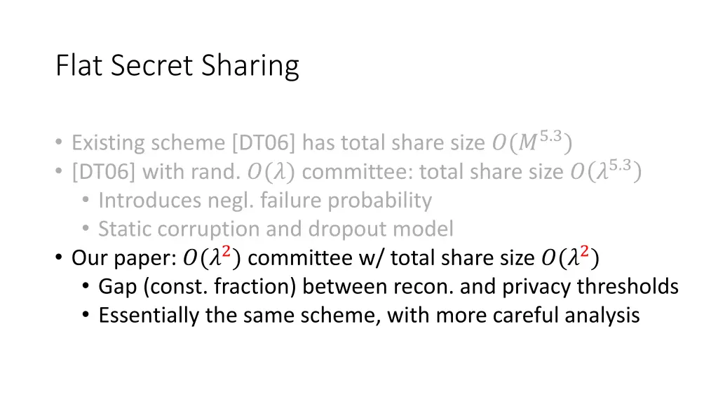 flat secret sharing 7
