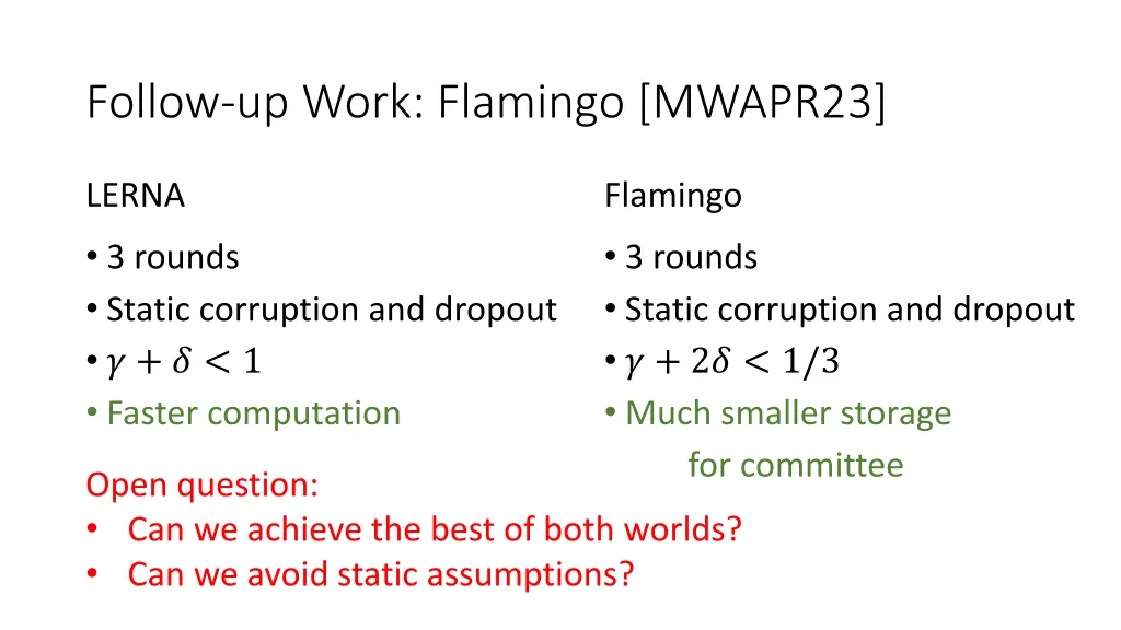 follow up work flamingo mwapr23