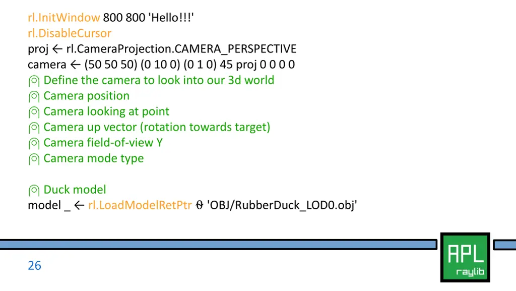rl initwindow 800 800 hello rl disablecursor proj