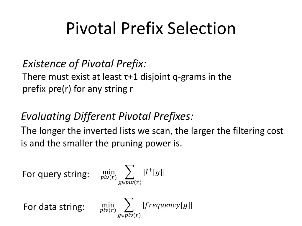 pivotal prefix selection 1