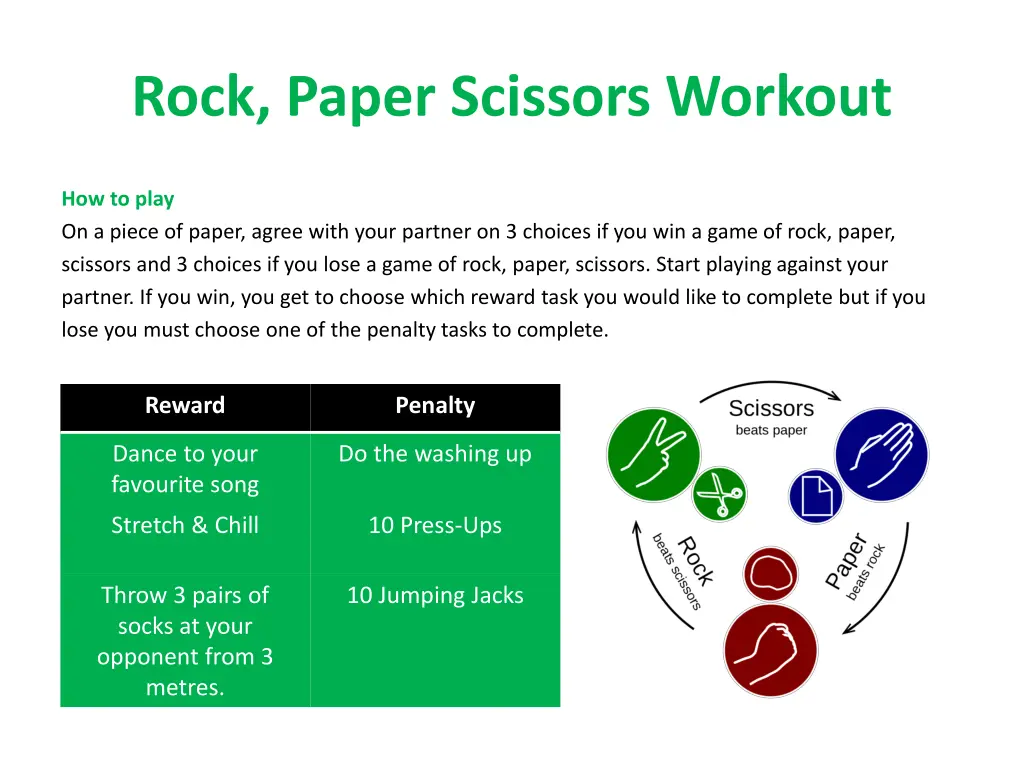 rock paper scissors workout