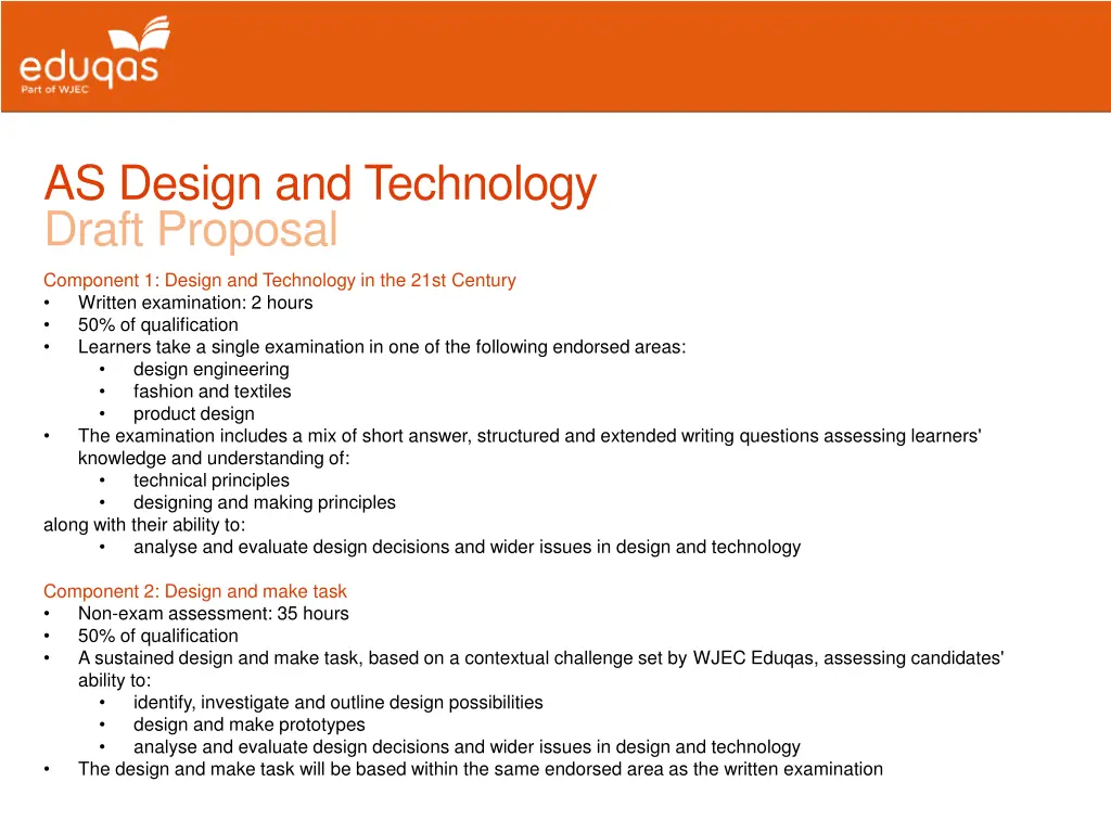 as design and technology draft proposal
