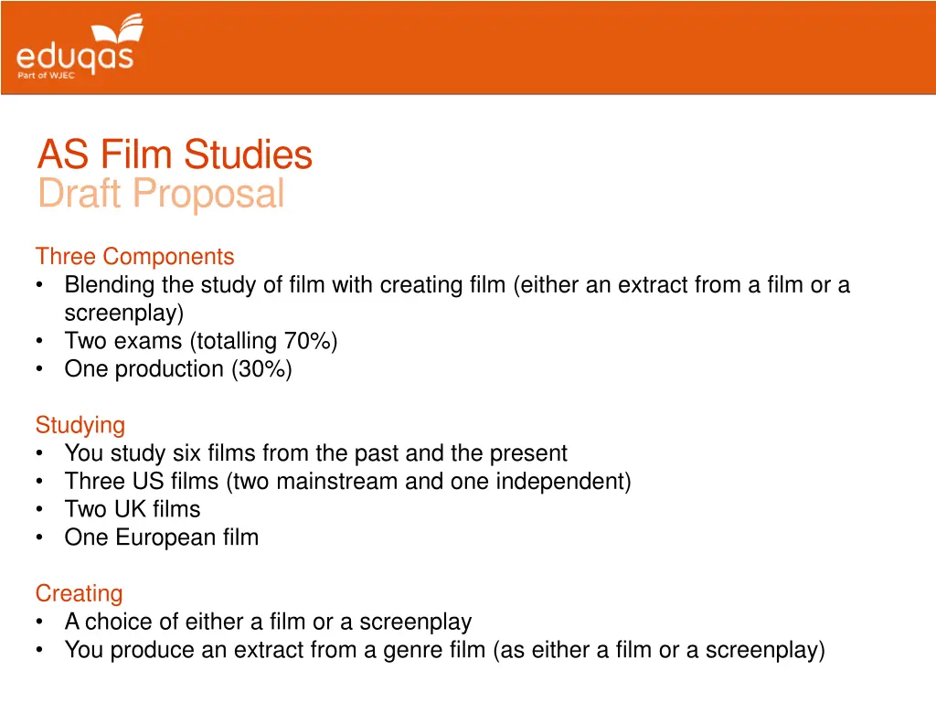 as film studies draft proposal