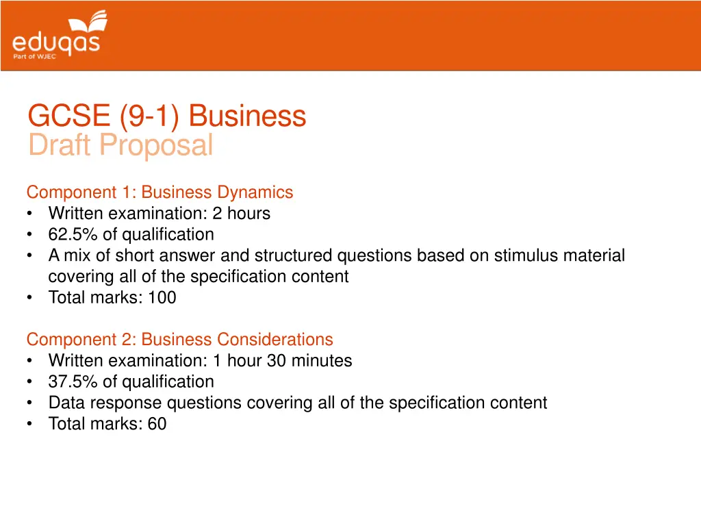 gcse 9 1 business draft proposal