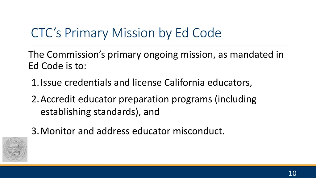 ctc s primary mission by ed code