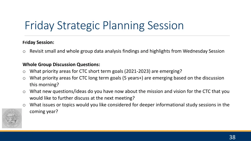 friday strategic planning session