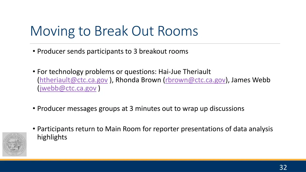 moving to break out rooms