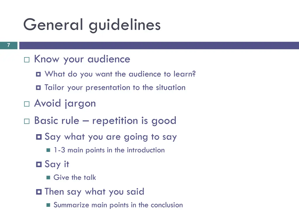 general guidelines