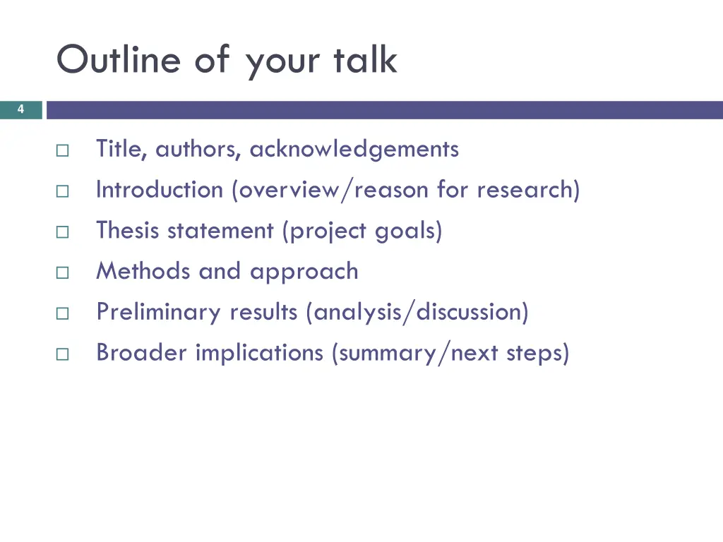 outline of your talk