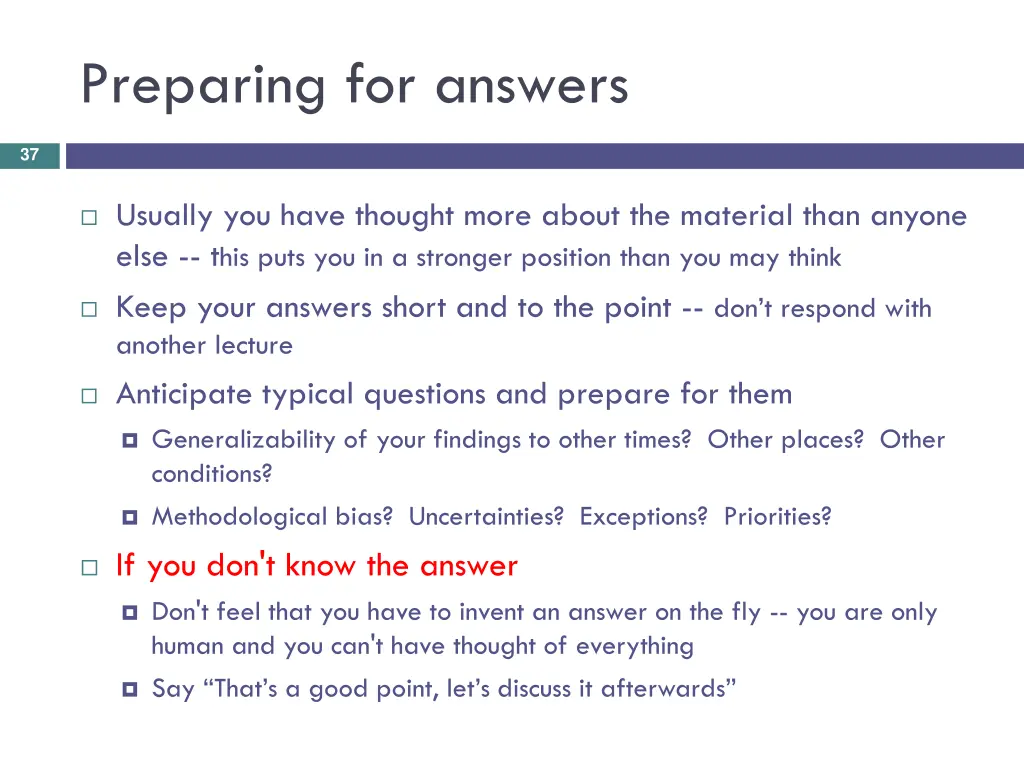 preparing for answers