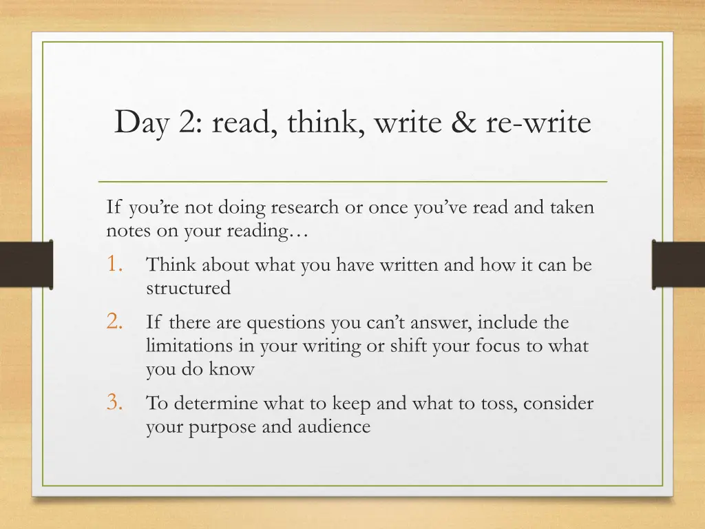 day 2 read think write re write 2