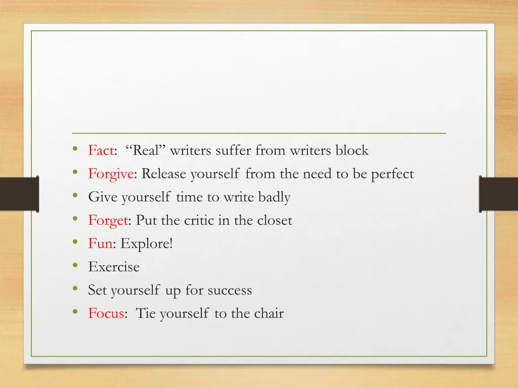 fact real writers suffer from writers block