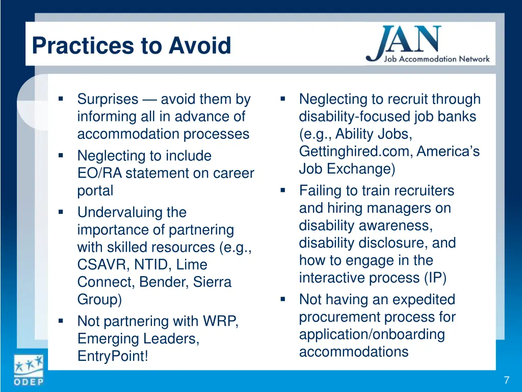 practices to avoid