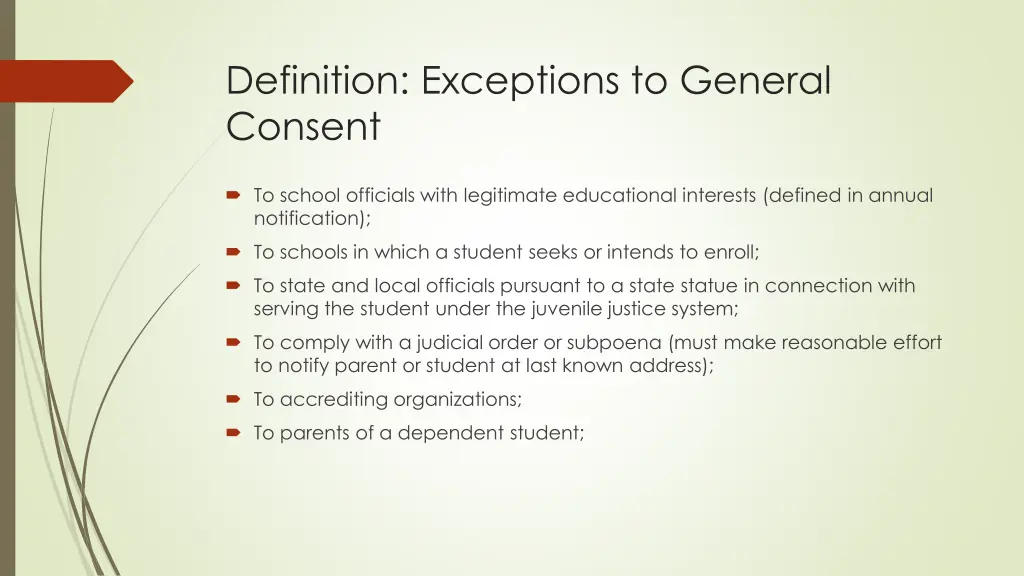 definition exceptions to general consent