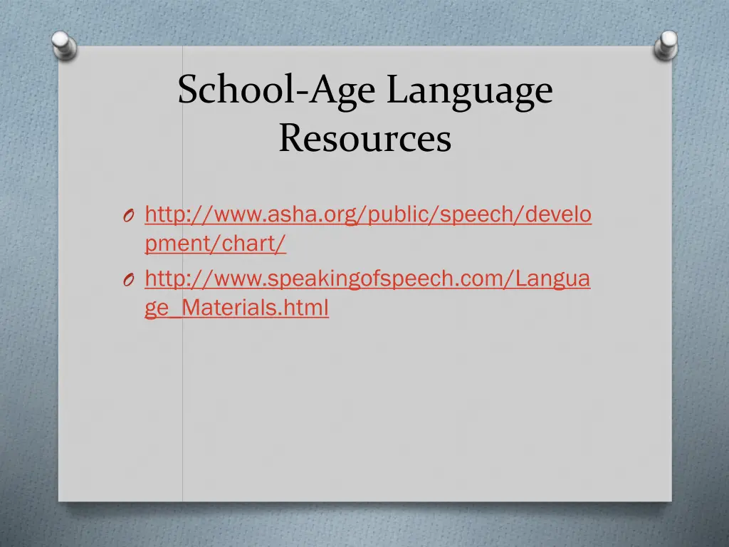 school age language resources